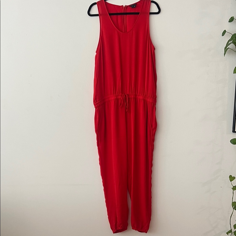 Theory Vibrant Red Sleeveless Jumpsuit